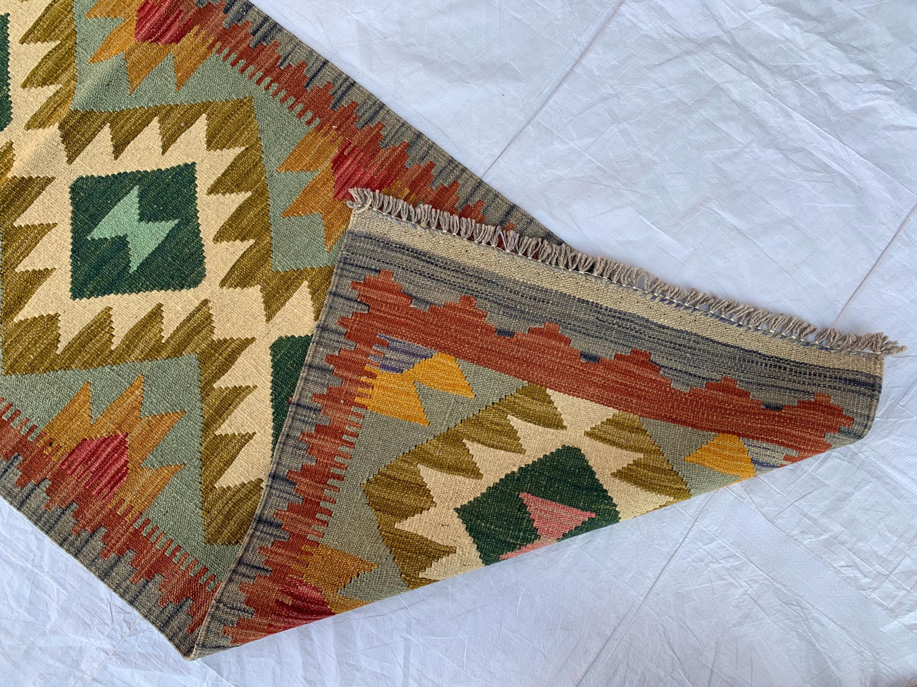 2x7 Hallway Rug, Afghan Handmade Kilim Rug, Turkmen Flatweave Wool Area Rug, Vegetable Dyed Rug, Kilim narrow rug, entryway rug 212x63 cm