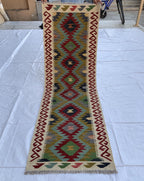 2x6ft, Flatweave Kilim Runner, Afghan Handmade Hallway Rug, Turkmen Wool Area Rug, Vegetable dyed Rug, Narrow Rug Entryway rug 200x67 cm