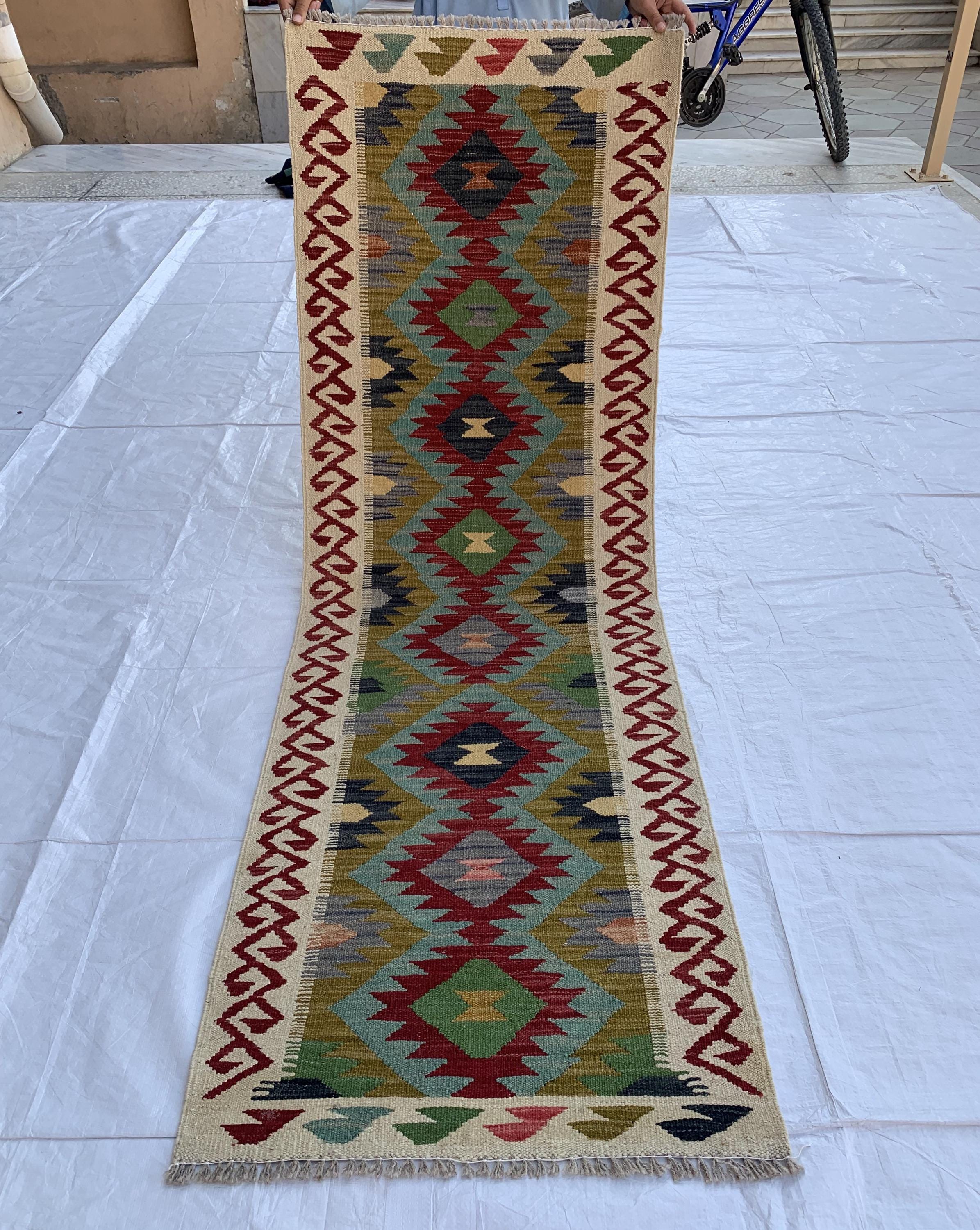 2x6ft, Flatweave Kilim Runner, Afghan Handmade Hallway Rug, Turkmen Wool Area Rug, Vegetable dyed Rug, Narrow Rug Entryway rug 200x67 cm