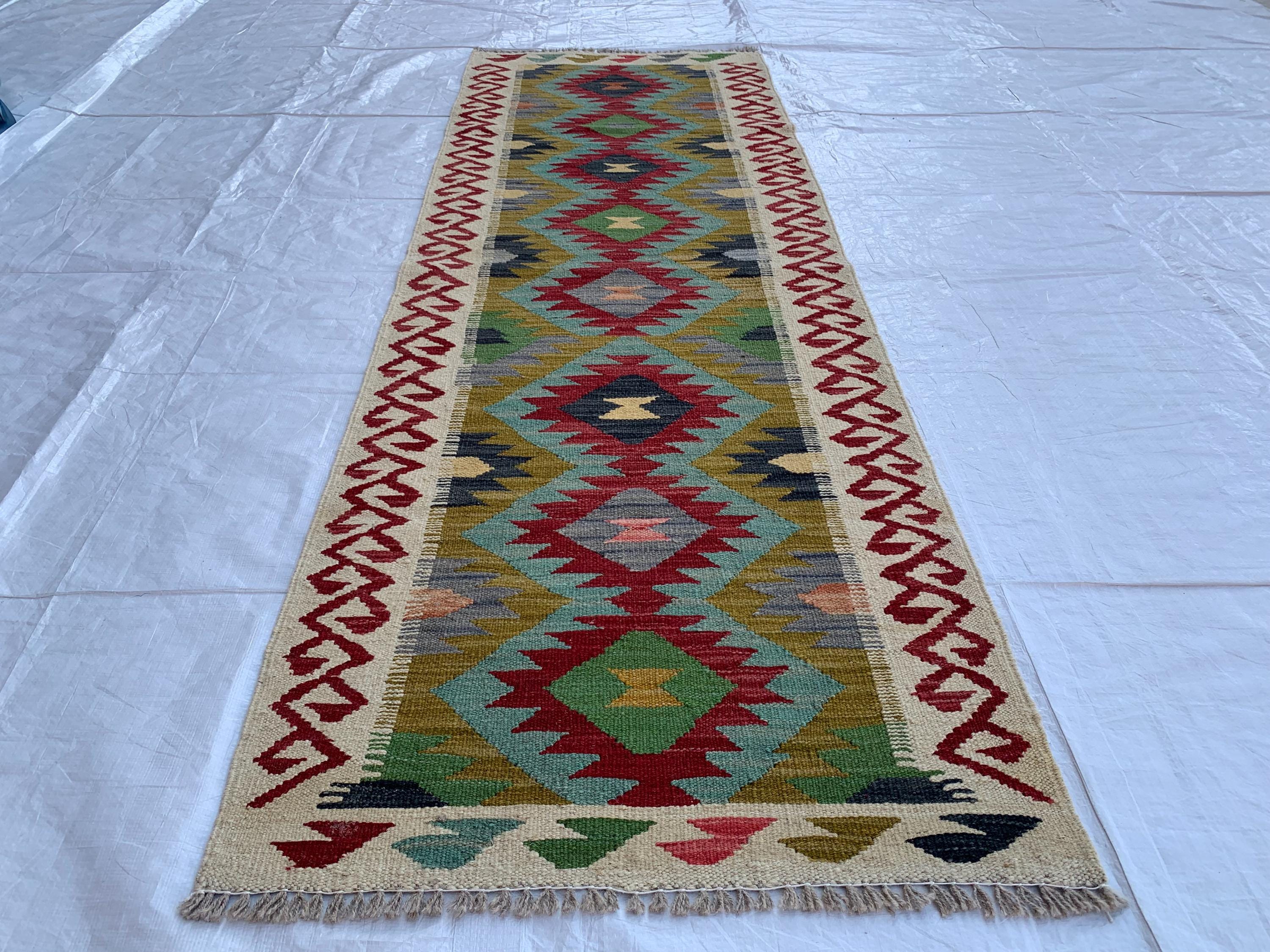 2x6ft, Flatweave Kilim Runner, Afghan Handmade Hallway Rug, Turkmen Wool Area Rug, Vegetable dyed Rug, Narrow Rug Entryway rug 200x67 cm
