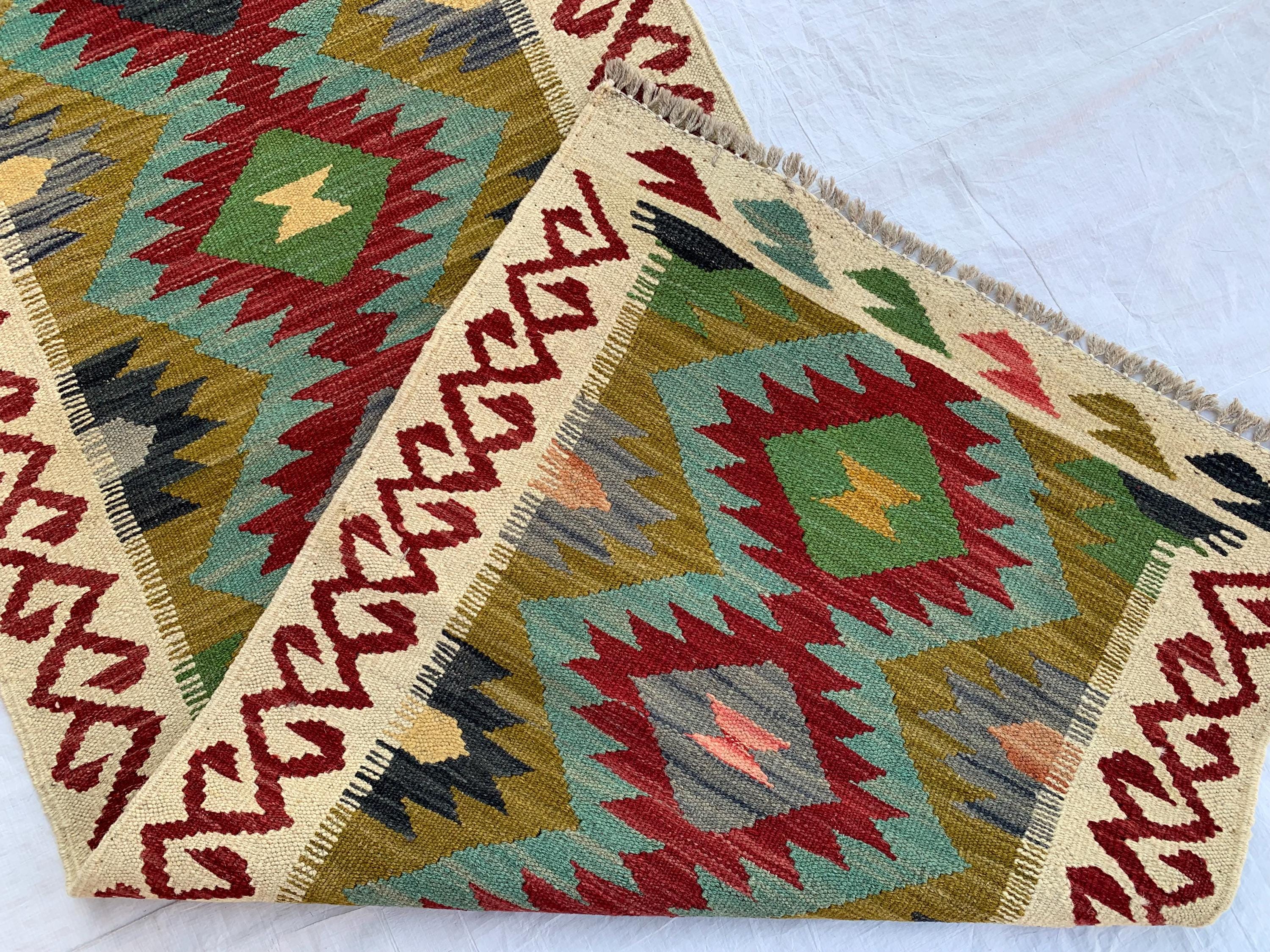 2x6ft, Flatweave Kilim Runner, Afghan Handmade Hallway Rug, Turkmen Wool Area Rug, Vegetable dyed Rug, Narrow Rug Entryway rug 200x67 cm