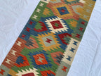 2x6ft, Turkmen Handmade Afghan Wool Chobi Kilim, Flatweave Hallway Runner Rug, Vegetable Dyed Rug, Multi Color Kilim, for Entryway 187x67 cm