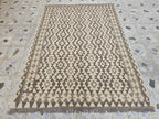 6x8ft, Vintage Kilim Rug – Handwoven Tribal Wool Flatweave in Neutral Beige & Brown –Boho Living Room Rug, Large Area Decor, Collectible Rug