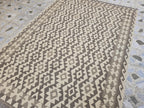 6x8ft, Vintage Kilim Rug – Handwoven Tribal Wool Flatweave in Neutral Beige & Brown –Boho Living Room Rug, Large Area Decor, Collectible Rug