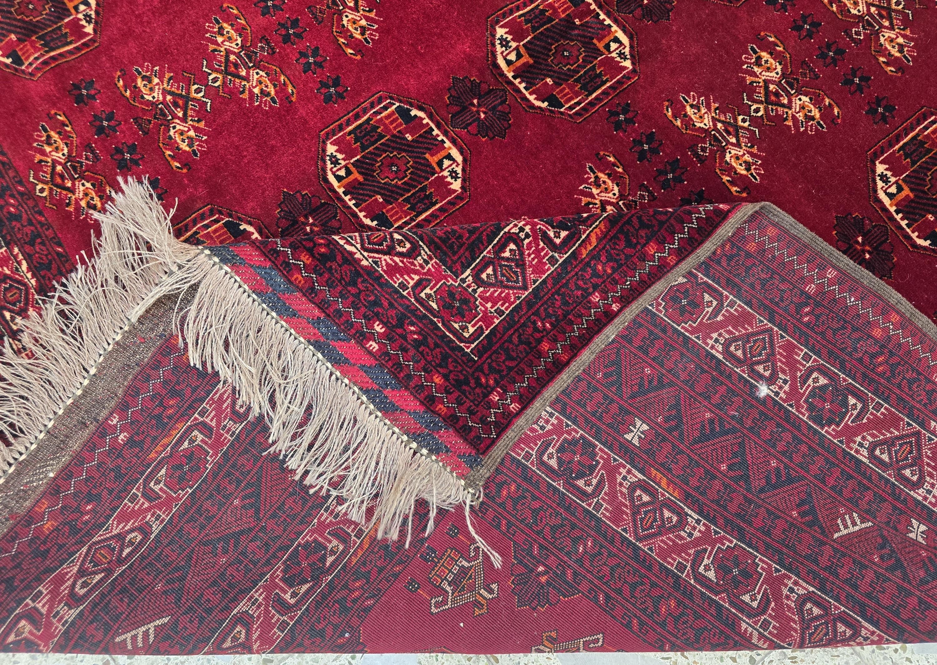 1960s Vintage Waziri Rug 10x6ft –Handwoven Tribal Wool Carpet – Boho Decor, Ethnic Collectible Area Rug, Warm Red & Earth Tone Afghan Rug