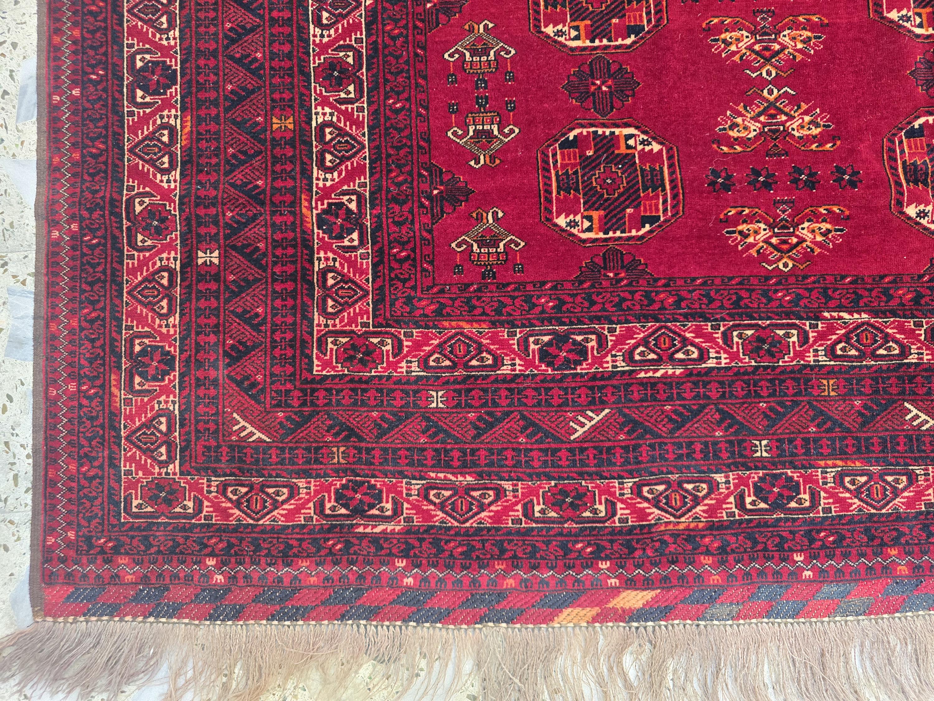 1960s Vintage Waziri Rug 10x6ft –Handwoven Tribal Wool Carpet – Boho Decor, Ethnic Collectible Area Rug, Warm Red & Earth Tone Afghan Rug