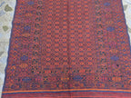 4x6ft, Turkmen Handmade Afghan Kilim Rug, Vintage Geometric Tribal Wool Rug, Boho Red Rug for Bedroom, Hallway, Entryway