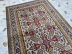 Shirvan Handwoven 4x7ft Vintage Afghan Rug, Geometric light beige and red Wool Area Rug, Living Room Rug, Bedroom Rug