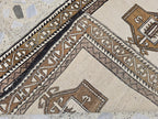 4x8ft, Natural Gabba Runner Rug – Handwoven Tribal Wool Rug, Neutral Boho Hallway Carpet, Turkmen Wool Area Rug, Rug for Entryway, Farmhouse