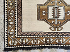 4x8ft, Natural Gabba Runner Rug – Handwoven Tribal Wool Rug, Neutral Boho Hallway Carpet, Turkmen Wool Area Rug, Rug for Entryway, Farmhouse
