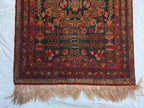 Vintage Persian Runner Rug 90 Years Old – Handwoven Tribal Herati Design – Long Narrow Hallway Rug 12.6x2.8 ft – Wool Oriental Rug