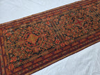 Vintage Persian Runner Rug 90 Years Old – Handwoven Tribal Herati Design – Long Narrow Hallway Rug 12.6x2.8 ft – Wool Oriental Rug