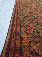 Vintage Persian Runner Rug 90 Years Old – Handwoven Tribal Herati Design – Long Narrow Hallway Rug 12.6x2.8 ft – Wool Oriental Rug