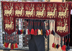 Handmade Afghan Tribal Wall Hanging Animal Print– Wool Textile with Tassels – 4.2 x 1.1 ft – Red & Cream Ethnic Decor – Nomadic Wall Art