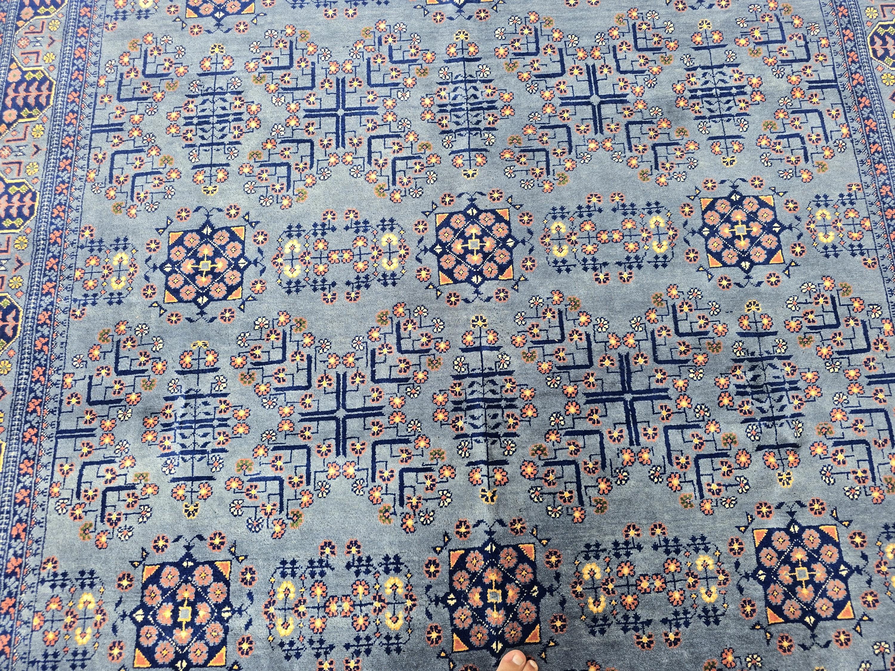 6x10 Large Bukhara Rug – Handwoven Silver Gray Wool Carpet – Traditional Afghan Design – Oriental Area Rug, Perfect for Living Room 300x199