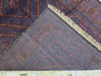 4x8 Vintage Baluchi Handmade Rug, Turkmen Handcraft Wool Area Rug, Blue and Brown Geometric Rug, Perfect for Hallway, Entryway