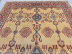 9x13ft Large Handmade Afghan Kazak Rug – Tribal Wool Carpet Red Blue Beige Colors – Turkmen Oriental Area Rug for Living Room Decor 386x285