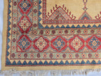9x13ft Large Handmade Afghan Kazak Rug – Tribal Wool Carpet Red Blue Beige Colors – Turkmen Oriental Area Rug for Living Room Decor 386x285