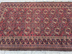 Antique Afghan Bukhara Rug – 100 Year Old Hand-Knotted Wool Rug 8x9ft – Tribal Red Vintage Oriental Carpet – Collectible Large Area Rug