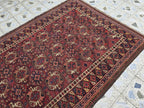 Antique Afghan Bukhara Rug – 100 Year Old Hand-Knotted Wool Rug 8x9ft – Tribal Red Vintage Oriental Carpet – Collectible Large Area Rug