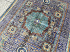 Modern Mamluk Rug 6.6x5.7 ft – Handwoven Afghan Carpet | Blue, Teal, Rust & Beige Oriental Design | Handmade Wool Area Rug 203 x 174cm19