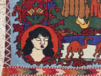 3x4 Laila Majnu Pictorial Rug Wall Hanging | Handmade Afghan Art Rug | Tribal Wool Wall Decor | Oriental Storytelling Tapestry, Wall Decor