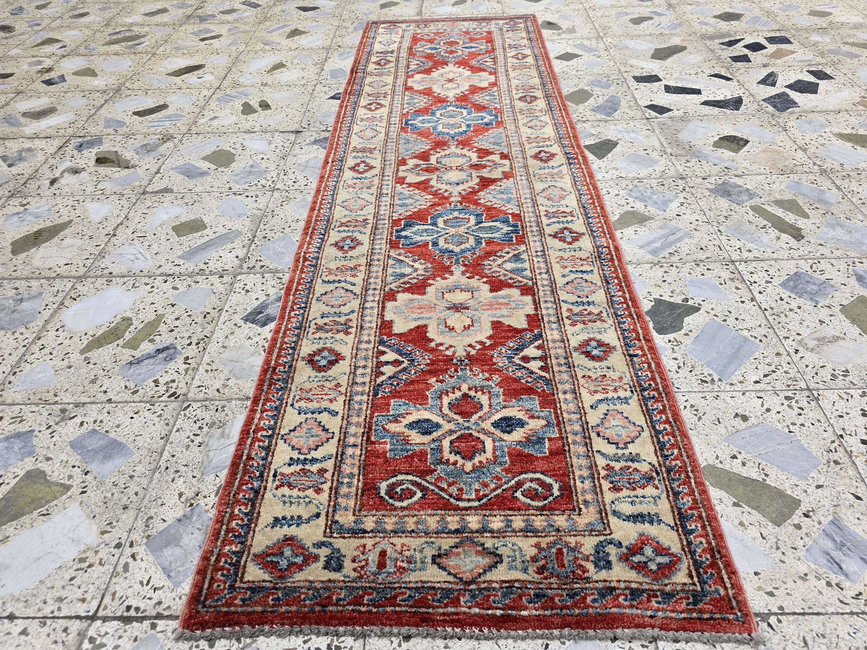 Vintage Kazak Hallway Narrow Runner, 2x6ft Afghan Handwoven Antique Rug, Narrow Corridor Runner, Entryway Rug, Hallway Rug 204 x 60
