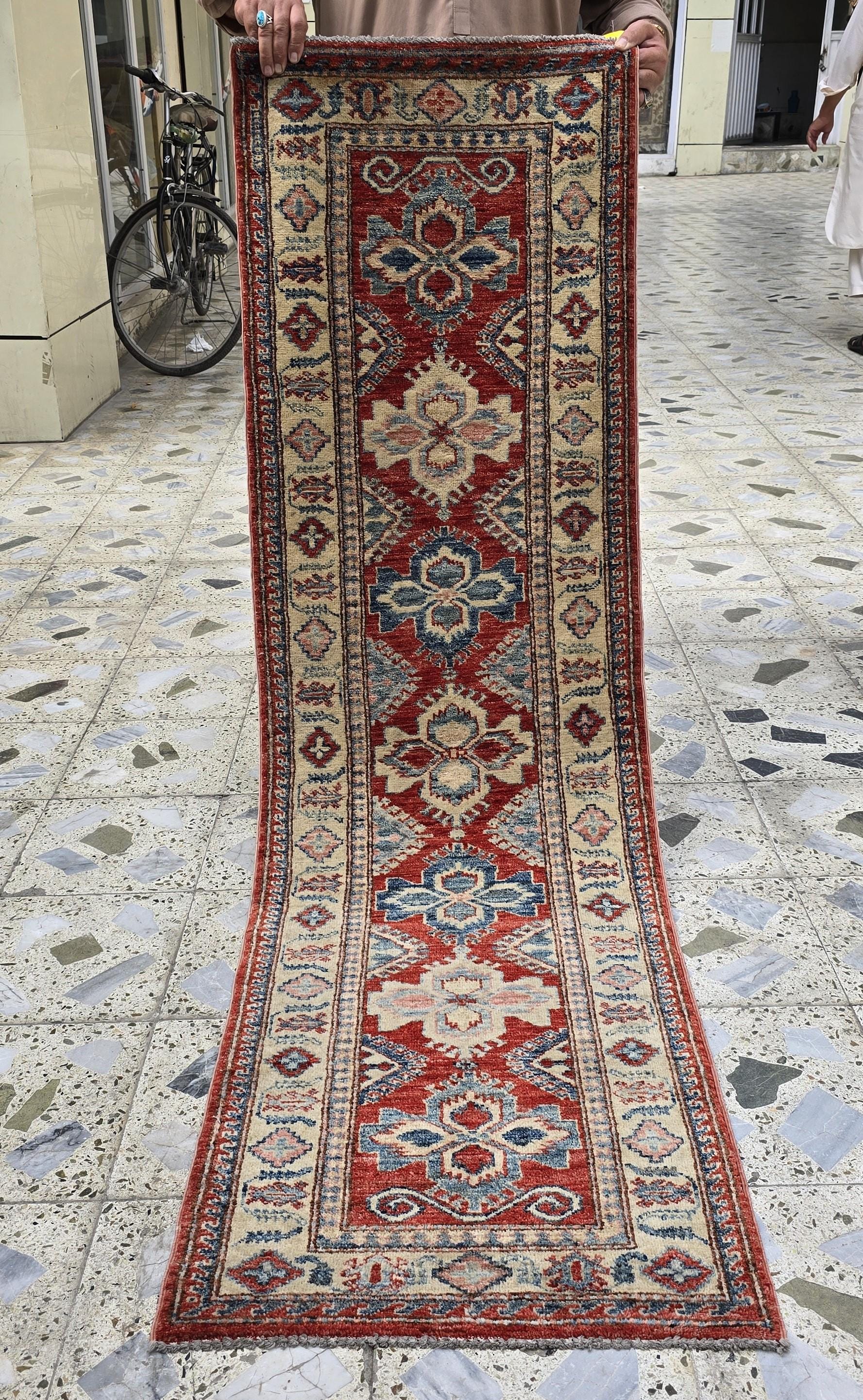 Vintage Kazak Hallway Narrow Runner, 2x6ft Afghan Handwoven Antique Rug, Narrow Corridor Runner, Entryway Rug, Hallway Rug 204 x 60