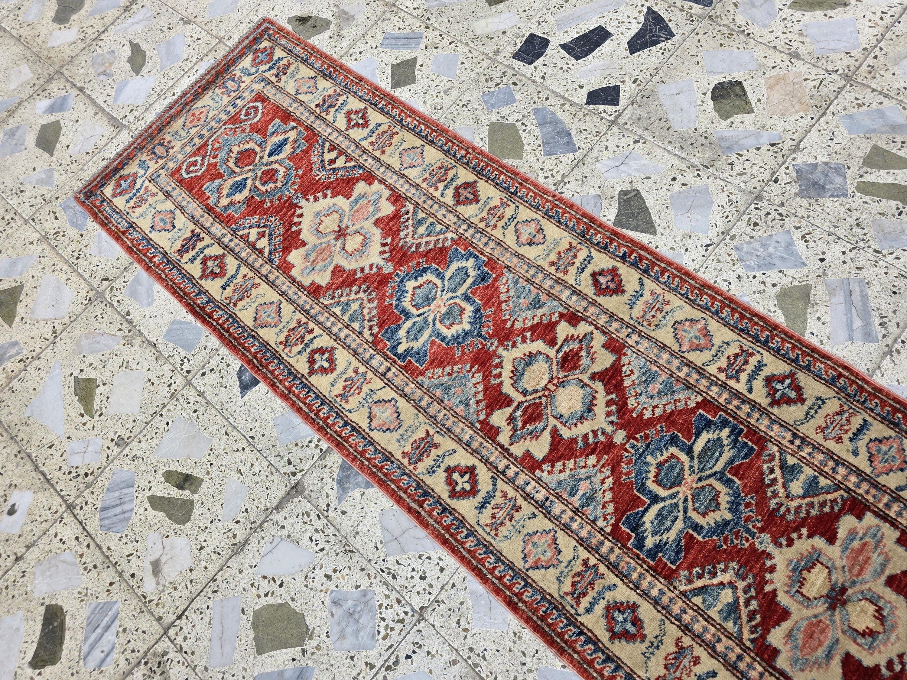Vintage Kazak Hallway Narrow Runner, 2x6ft Afghan Handwoven Antique Rug, Narrow Corridor Runner, Entryway Rug, Hallway Rug 204 x 60