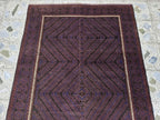 4x8 Vintage Baluchi Rug – Handwoven Tribal Afghan Wool Rug | Dark Geometric Design | Bohemian Floor Decor | Nomadic Carpet Art 233x130 cm