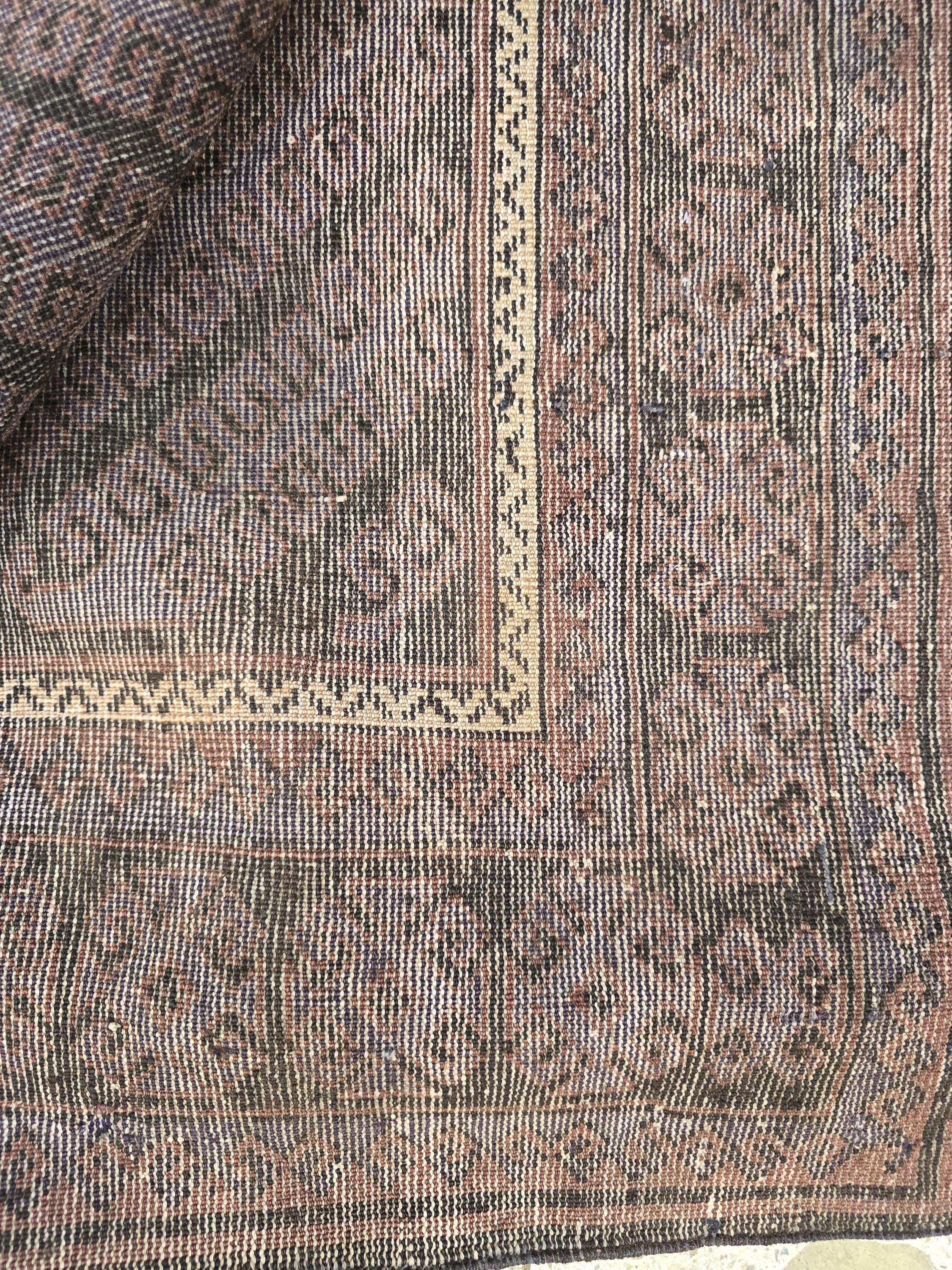 4x8 Vintage Baluchi Rug – Handwoven Tribal Afghan Wool Rug | Dark Geometric Design | Bohemian Floor Decor | Nomadic Carpet Art 233x130 cm