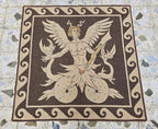 4x4ft Handwoven Mythological Tapestry Rug – Winged Serpent Deity Design | Tribal Wall Hanging | Bohemian Art Rug, Wall Decor