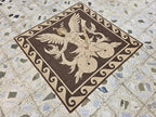 4x4ft Handwoven Mythological Tapestry Rug – Winged Serpent Deity Design | Tribal Wall Hanging | Bohemian Art Rug, Wall Decor