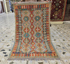 4x6 Flatweave Chobi Kilim Rug, Afghan Turkmen Wool Geometric Rug, Accent Size Rug, Entryway Rug, Hallway Lightweight Rug 192x120 cm