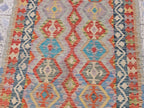 4x6 Flatweave Chobi Kilim Rug, Afghan Turkmen Wool Geometric Rug, Accent Size Rug, Entryway Rug, Hallway Lightweight Rug 192x120 cm