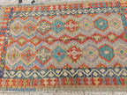 4x6 Flatweave Chobi Kilim Rug, Afghan Turkmen Wool Geometric Rug, Accent Size Rug, Entryway Rug, Hallway Lightweight Rug 192x120 cm