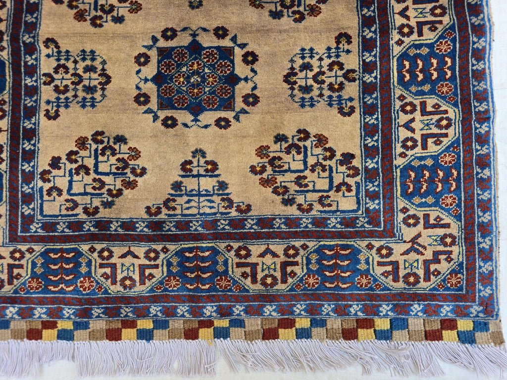 3x4 Afghan Handwoven Prayer Mat Jai Namaz, Turkmen Wool Geometric Rug, Soft Pile Beljik Jai Namaz