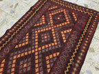 3x6 Vintage Handwoven Kilim Rug, Turkmen Flatweave Wool Area Rug, Hallway Rug for Farmhouse, Living Room, Collectible Antique Rug