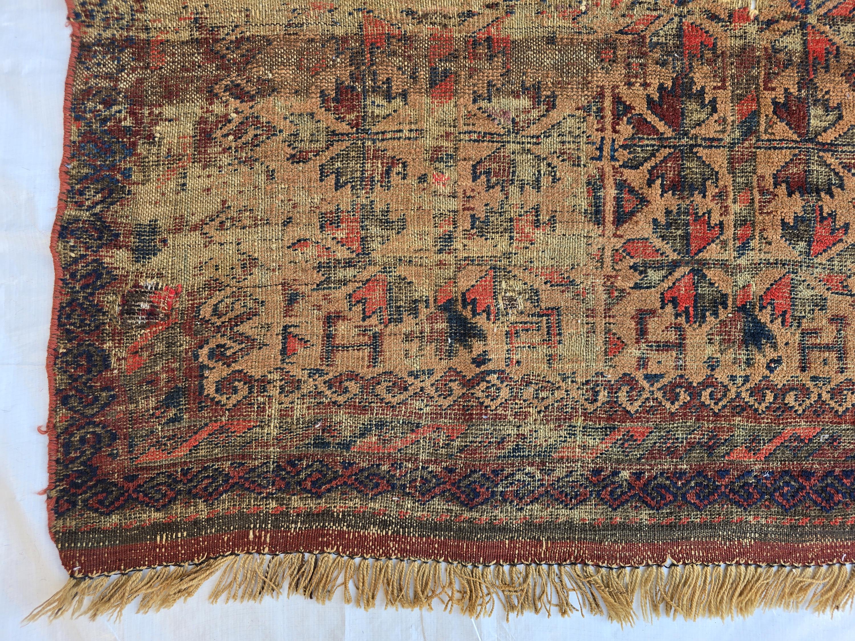 1930s Vintage Afghan Handwoven Rug, Turkmen Wool Area Rug, Collectible Antique Rare Piece, 3x6ft, Early 20th Century Tribal