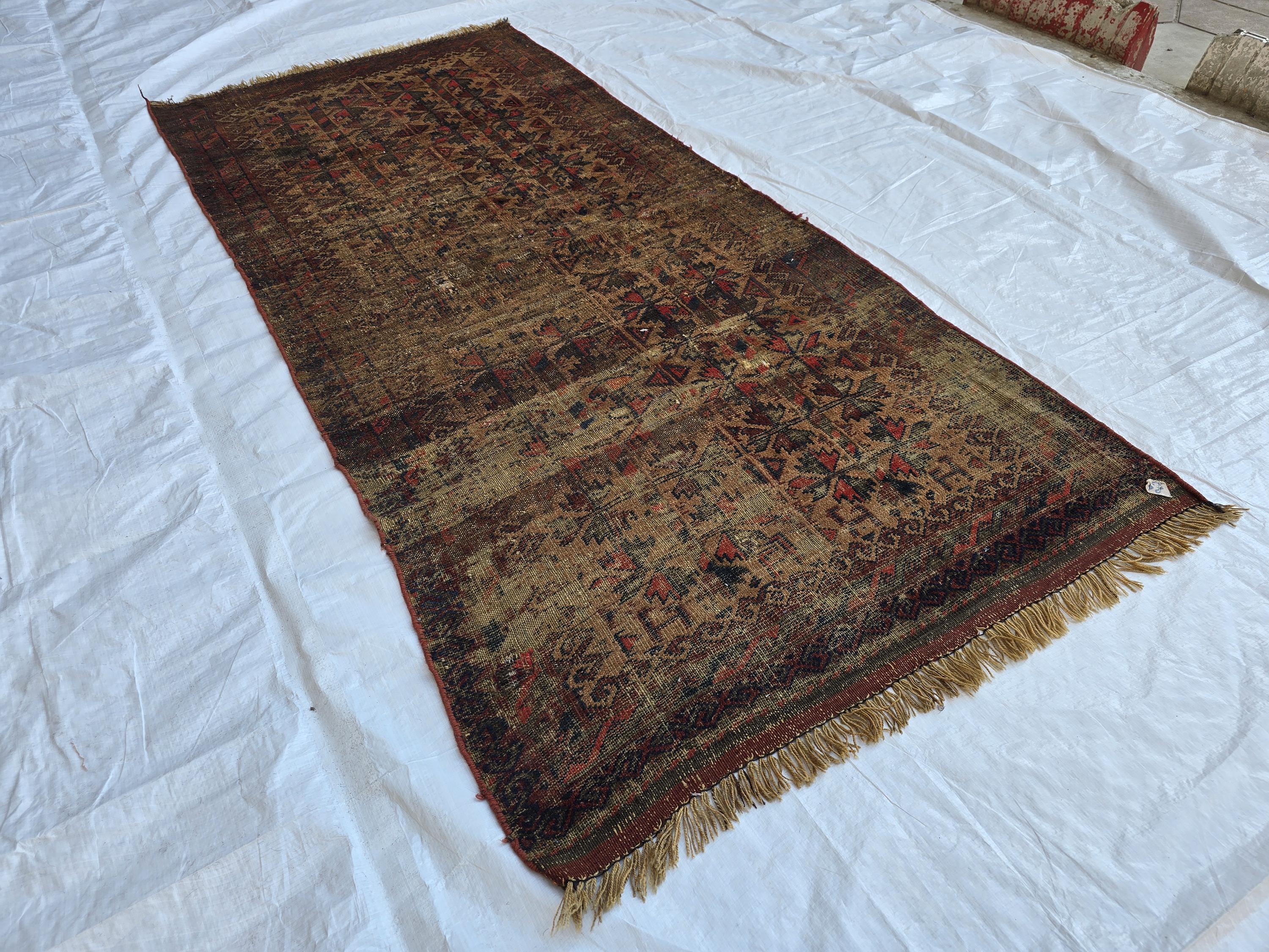 1930s Vintage Afghan Handwoven Rug, Turkmen Wool Area Rug, Collectible Antique Rare Piece, 3x6ft, Early 20th Century Tribal