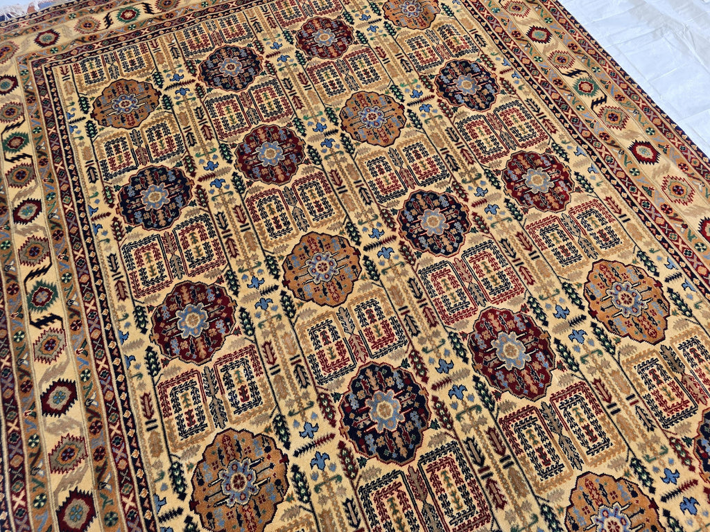 Large Afghan Handwoven Rug 9.8x6.5ft , Gandum Naksha Modern Rug, Turkmen Wool Geometric Rug, Living Room Rug, Bedroom Rug 300x200 cm