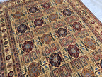Large Afghan Handwoven Rug 9.8x6.5ft , Gandum Naksha Modern Rug, Turkmen Wool Geometric Rug, Living Room Rug, Bedroom Rug 300x200 cm
