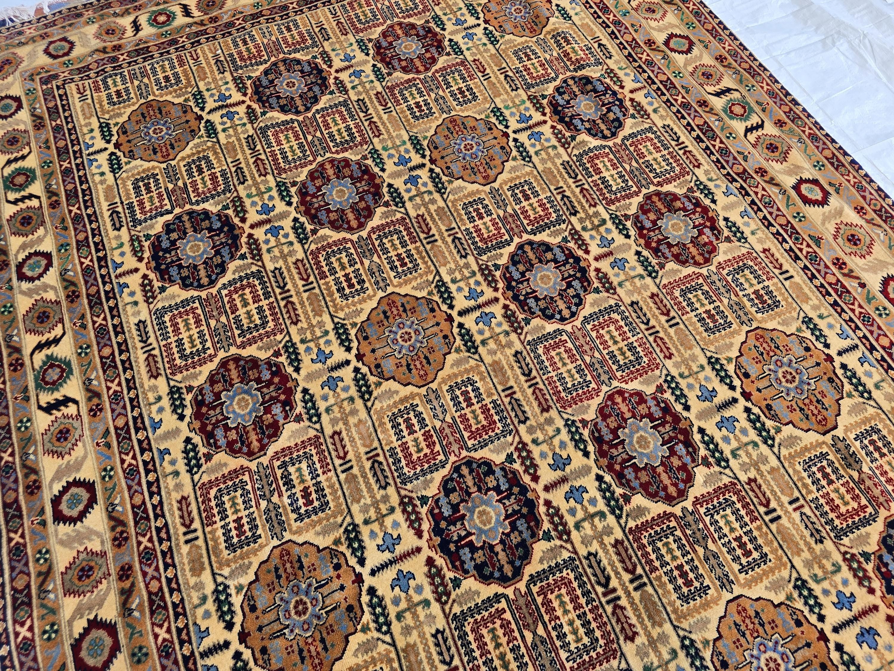 Large Afghan Handwoven Rug 9.8x6.5ft , Gandum Naksha Modern Rug, Turkmen Wool Geometric Rug, Living Room Rug, Bedroom Rug 300x200 cm