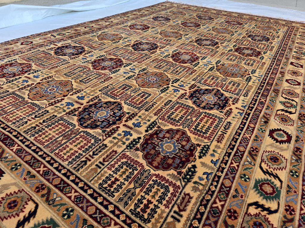 Large Afghan Handwoven Rug 9.8x6.5ft , Gandum Naksha Modern Rug, Turkmen Wool Geometric Rug, Living Room Rug, Bedroom Rug 300x200 cm