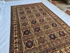 Large Afghan Handwoven Rug 9.8x6.5ft , Gandum Naksha Modern Rug, Turkmen Wool Geometric Rug, Living Room Rug, Bedroom Rug 300x200 cm
