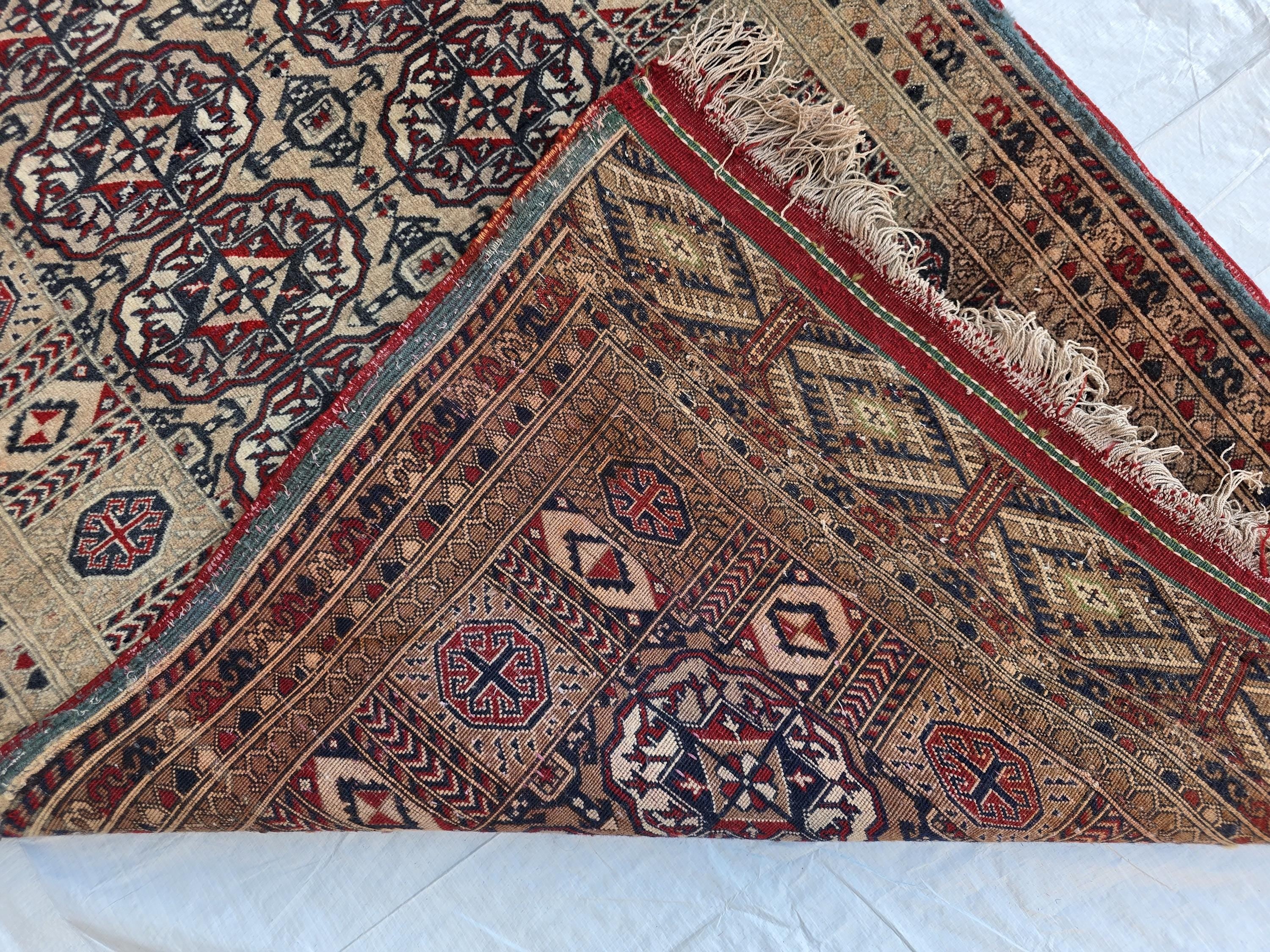 Collectible Oriental Antique Ahal Gul Runner Rug – 80 Year Old Handwoven Wool Rug – Tribal Turkmen Design – 1930s Vintage Hallway Runner 3x8