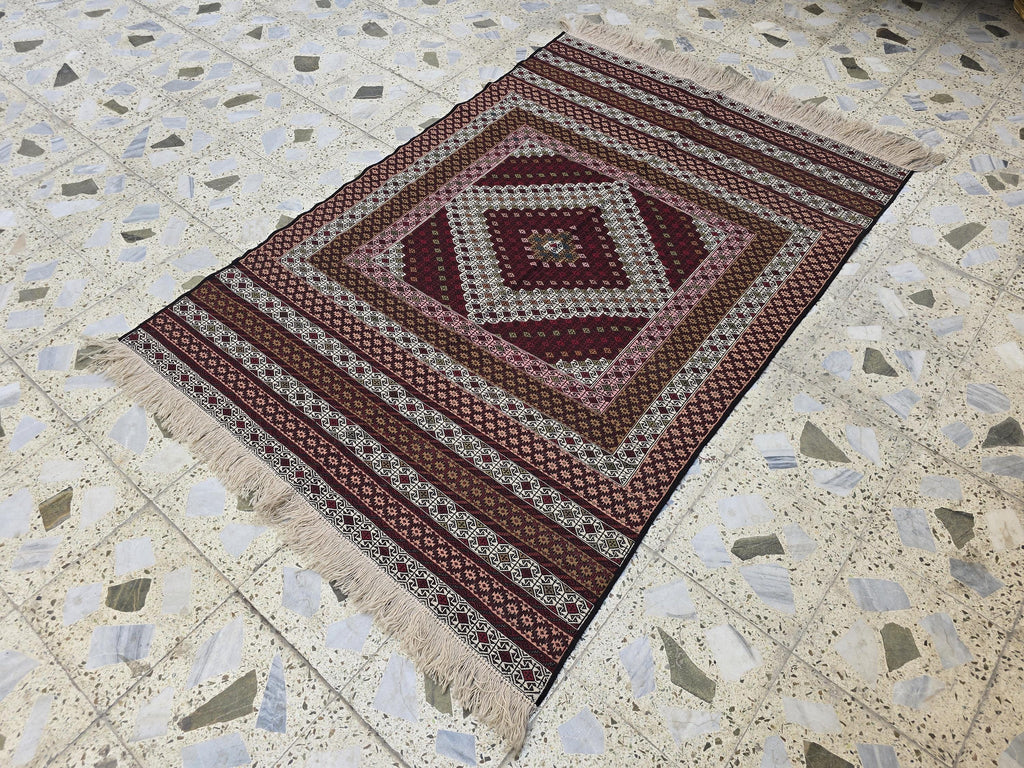 4x6 Maliki Kilim Afghan Handwoven, Turkmen Wool Area Rug, Living Room Rug, Bedroom Rug, Also Wall Hanging Rug, Office Home decorative Rug