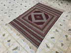 4x6 Maliki Kilim Afghan Handwoven, Turkmen Wool Area Rug, Living Room Rug, Bedroom Rug, Also Wall Hanging Rug, Office Home decorative Rug