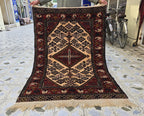 4x6 Afghan Herati Rug, Turkmen Geometric Wool Area Rug, Living Room Rug, Bedroom Rug, Accent size Rug, Office Decor Rug, Wall Hanging Rug