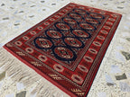 3x5 Ahal Gul Handwoven Afghan Wall Hanging Rug, Turkmen Handwoven Oriental Wool Rug, Living Room Rug, Bedroom Rug, Office Decor Rug